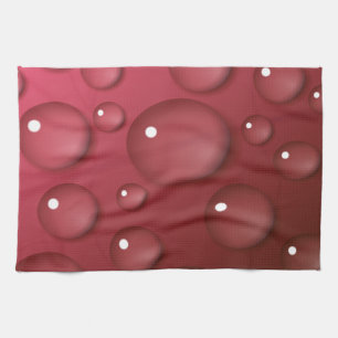 Red Water Drop Pattern Tea Towel