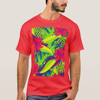 Red Water lilies with green leaves T-Shirt