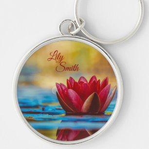Red Water Lilly *personalise* Key Ring