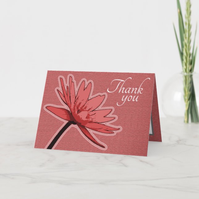Red Water Lily Colour Chic Mod Floral Thank You Card (Front)