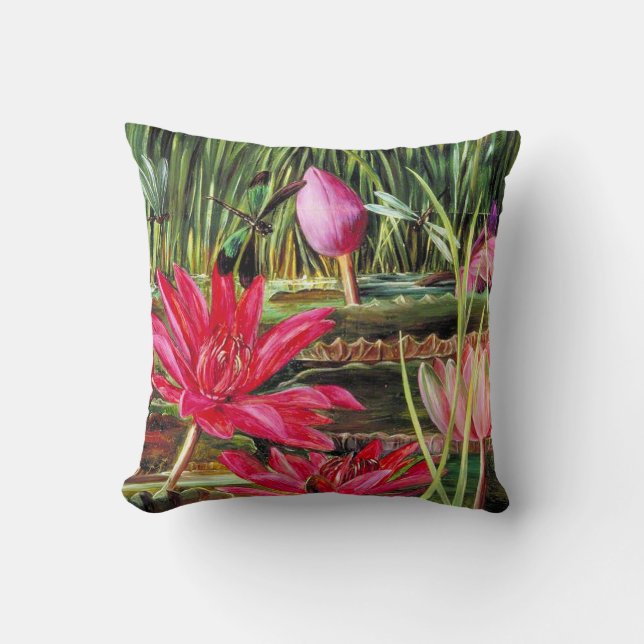 Red Water Lily of Southern India Cushion (Front)