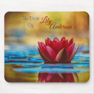 Red Water Lily "The Desk Of" *Personalise* Mouse Pad