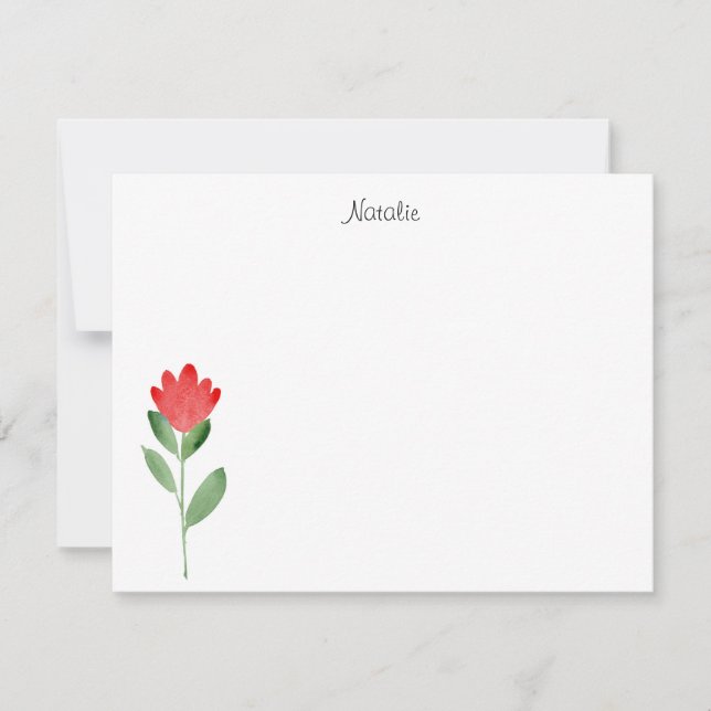 Red Watercolor Abstract Flower Card (Front)