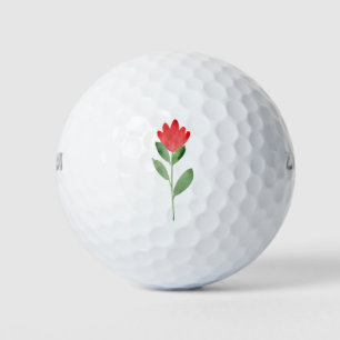 Red Watercolor Abstract Flower Golf Balls