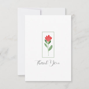 Red Watercolor Abstract Flower Thank You Card