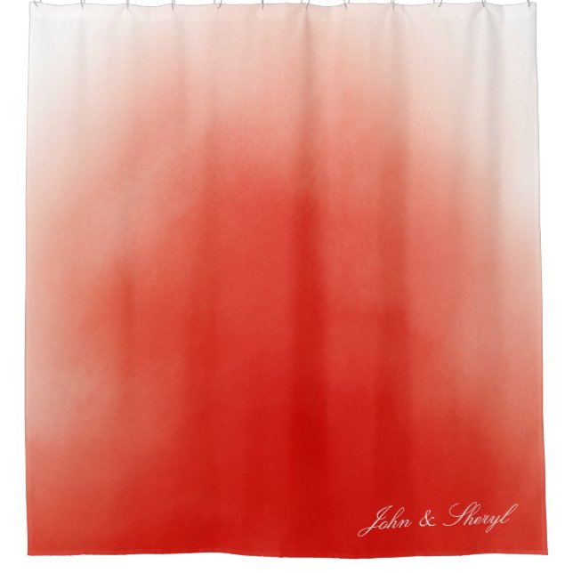 Red Watercolor Abstract Shower Curtain (Front)