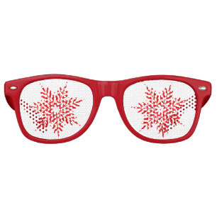 Red Watercolor Abstract Snowflake Retro Sunglasses