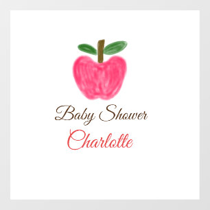Red Watercolor apple baby shower add name title