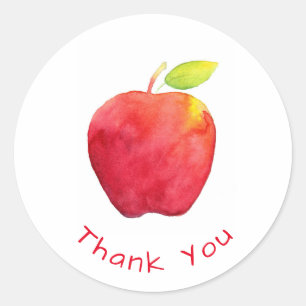 Red Watercolor Apple Classic Round Sticker
