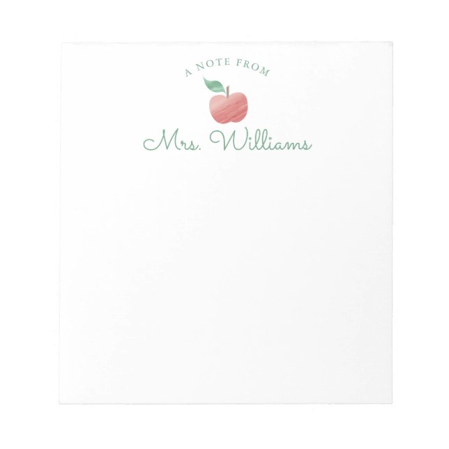 Red Watercolor Apple Teacher Notepad (Front)