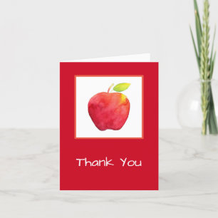 Red Watercolor Apple Thank You Card