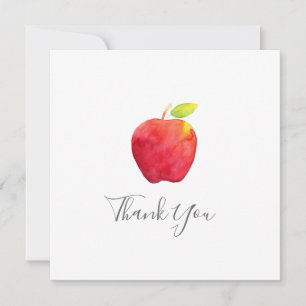 Red Watercolor Apple Thank You Card