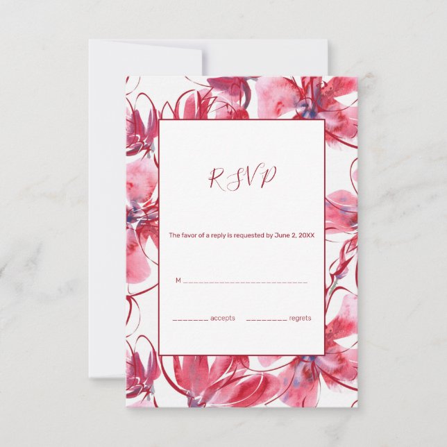 Red Watercolor Blossom RSVP Card (Front)