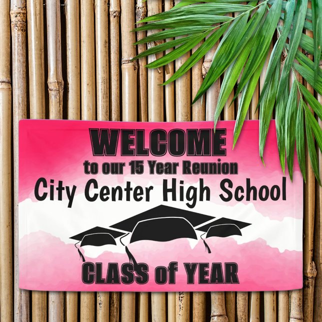 Red Watercolor Border Class Reunion Welcome  Banner (Display a custom banner with a welcoming message for the guests of your class reunion. )