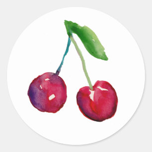 Red Watercolor Cherries Cute Cherry Envelope Seal