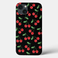 Red Watercolor Cherry Fruit Pattern