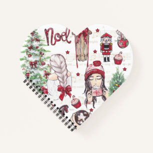 Red Watercolor Christmas elements Notebook