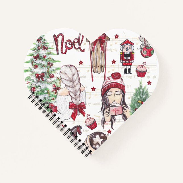 Red Watercolor Christmas elements Notebook (Front)