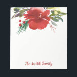 Red Watercolor Christmas Flower Notepad<br><div class="desc">Red Watercolor Christmas Flower - Red Holiday Roses Notepad

Matching items available at Noteworthy Printables</div>