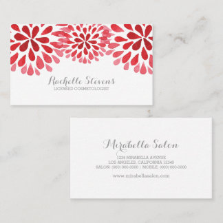 Red Watercolor Chrysanthemums Business Card