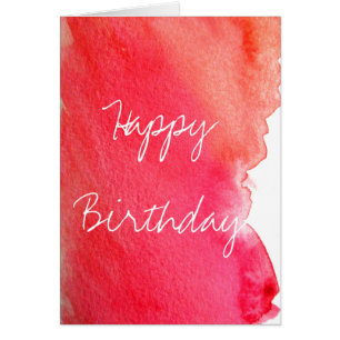 Red watercolor cute arty creative birthday