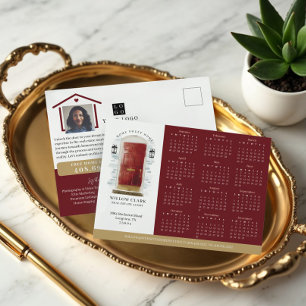 Red Watercolor Door Real Estate Calendar 2025 Postcard