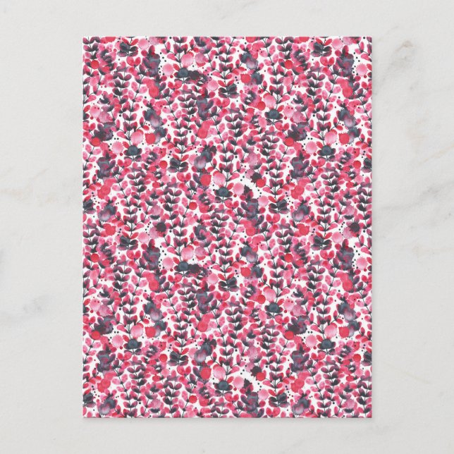Red watercolor foliage postcard (Front)