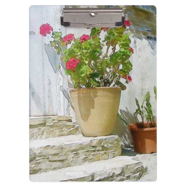Red watercolor geranium clipboard (Front)