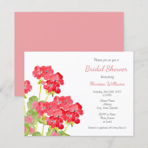 Red Watercolor Geraniums 2 Invitation