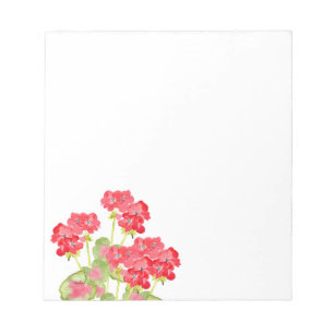 Red Watercolor Geraniums 2 Notepad