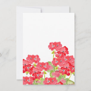Red Watercolor Geraniums Card
