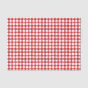 Red Watercolor Gingham Tissue Paper