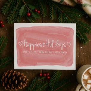 Red Watercolor Happiest Holidays Holiday Card
