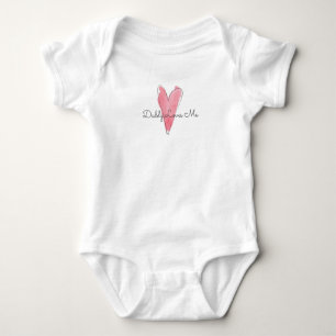 Red Watercolor Heart DADDY LOVES ME New Baby Fun Bodysuit