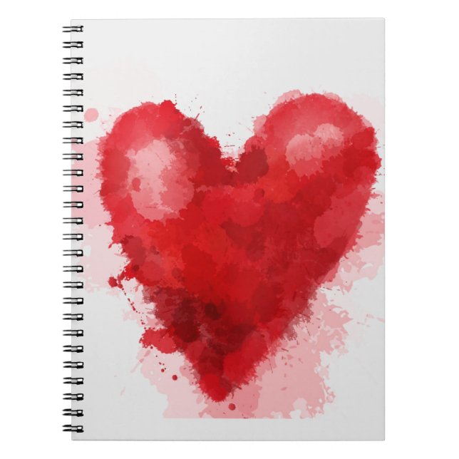 Red watercolor heart gothic girl valentine notebook (Front)