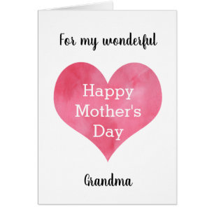 Red Watercolor Heart Mother's Day Grandma