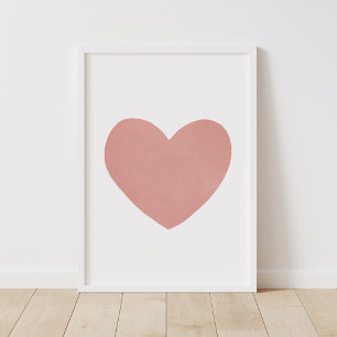 Red Watercolor Heart Nursery Decor Poster