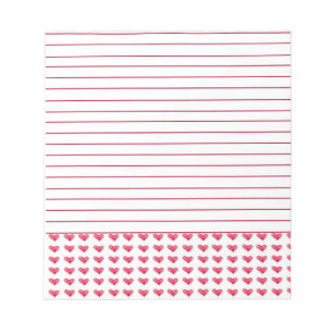 Red Watercolor Hearts Lined Notepad