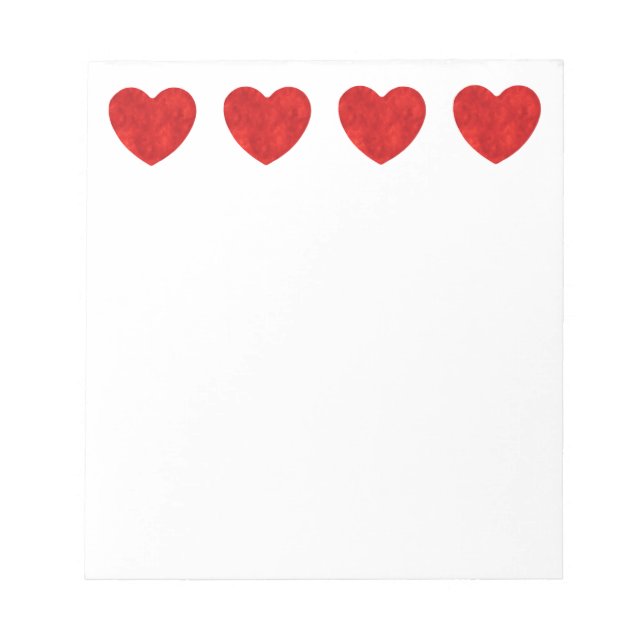 Red Watercolor Hearts Notepad (Front)