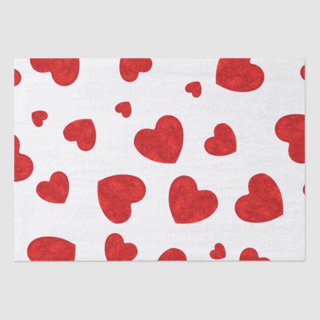 Red Watercolor Hearts Pattern 2  Tissue Paper (Front)