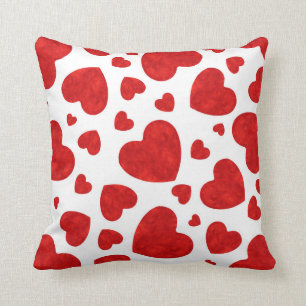 Red Watercolor Hearts Pattern      Cushion