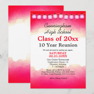 Red Watercolor High School Class Reunion Template