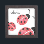 Red Watercolor Ladybugs Personalised Girls Keepsake Box<br><div class="desc">This pretty personalised trinket box is sure to put a smile on a ladybug-loving girl's face. Box features sweet ladybugs in soft,  swirly red and black watercolors. Personalise with a name,  phrase,  or leave blank. Coordinates with our Watercolor Ladybug collection of gifts,  accessories,  party supplies and clothing.</div>