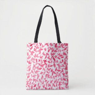 Red watercolor leaves design tote bag