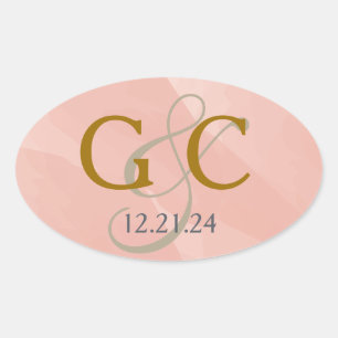 Red Watercolor Monogram Label