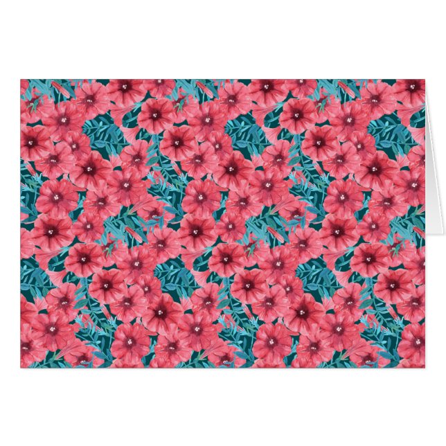 Red watercolor petunia flower pattern (Front Horizontal)
