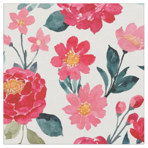 Red Watercolor rose Fabric