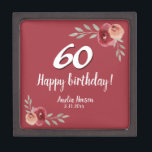 Red Watercolor Rose Floral 60th Birthday Gift Box<br><div class="desc">Red Watercolor Rose Floral 60th Birthday Gift Box. Watercolor roses in red and orange colours. Add name and celebration date. You can change the age number.</div>
