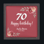Red Watercolor Rose Floral 70th Birthday Gift Box<br><div class="desc">Red Watercolor Rose Floral 70th Birthday Gift Box. Watercolor roses in red and orange colours. Add name and celebration date. You can change the age number.</div>