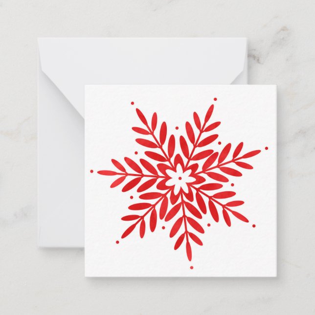 Red Watercolor Snowflake   Card (Front)